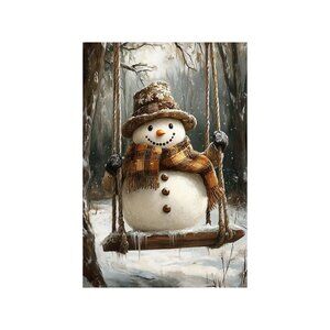Funny Christmas Snowman Unframed Canvas Wall Art  24" X 36"
